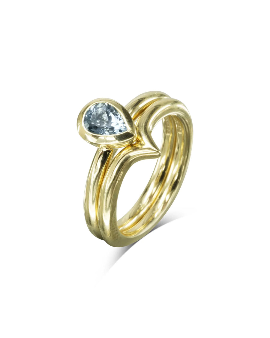 Women's Wishbone Shaped Wedding Ring Pruden and Smith Shown with Engagement Ring