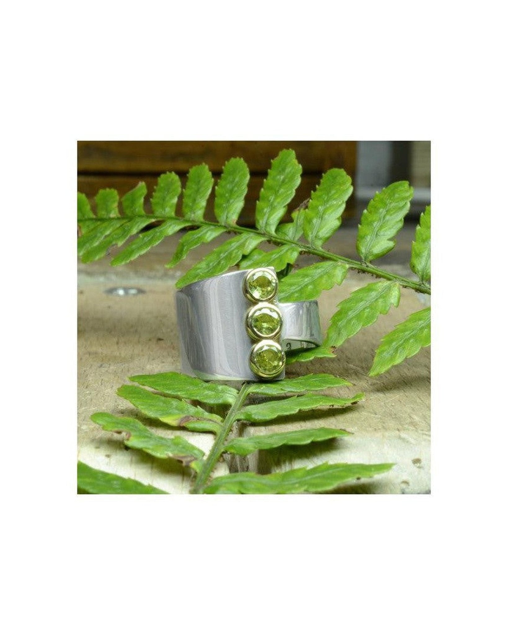 Wrap Round Silver Peridot Ring Ring Pruden and Smith