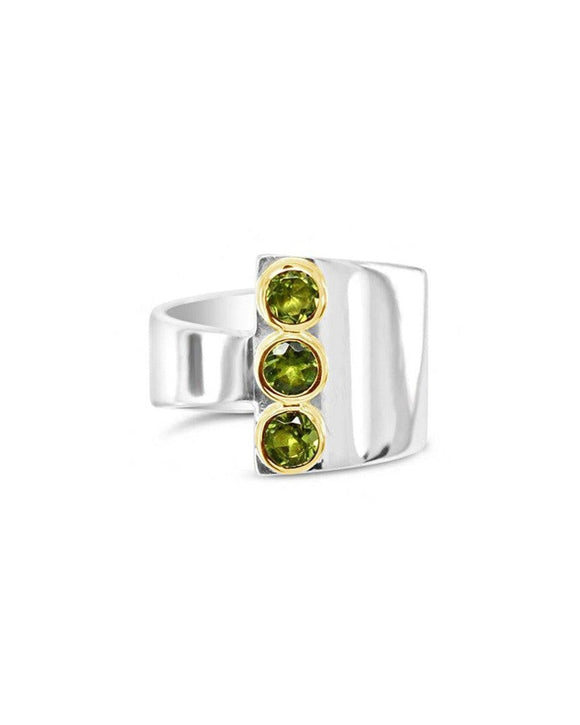 Wrap Round Silver Peridot Ring Ring Pruden and Smith