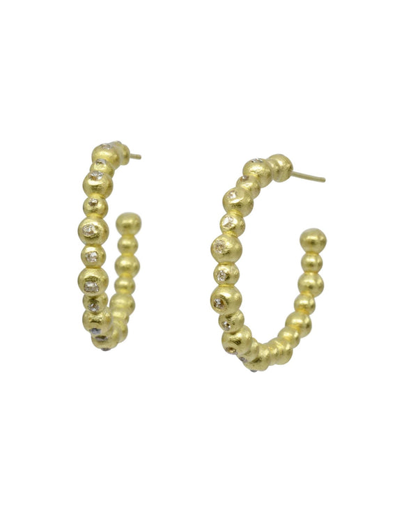 Yellow Gold and Diamond Hoop Earrings Earrings Pruden and Smith