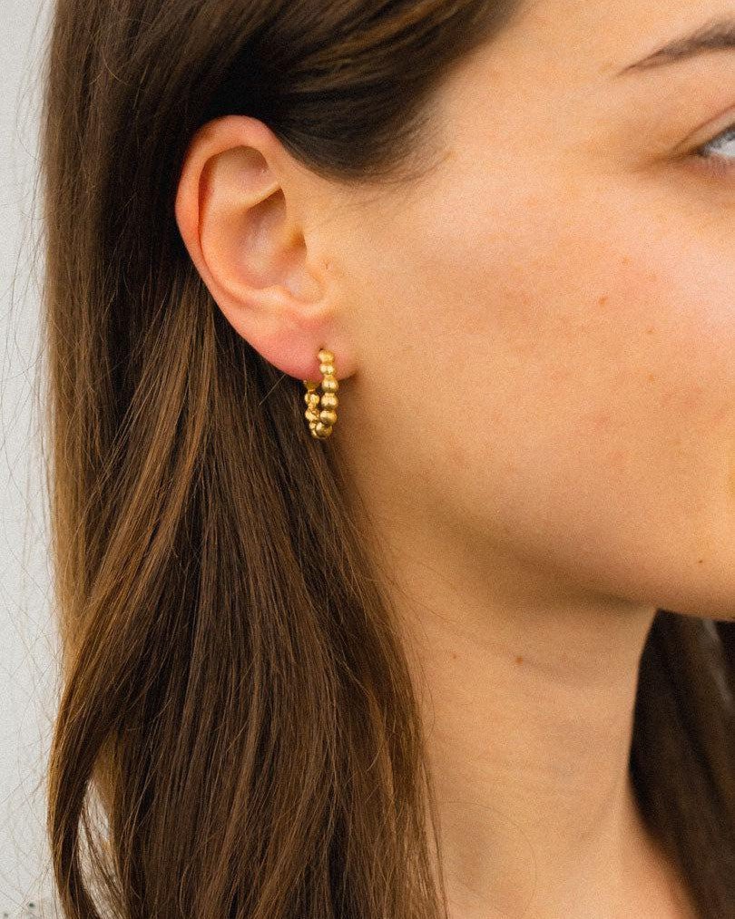 Yellow Gold and Diamond Hoop Earrings Earrings Pruden and Smith