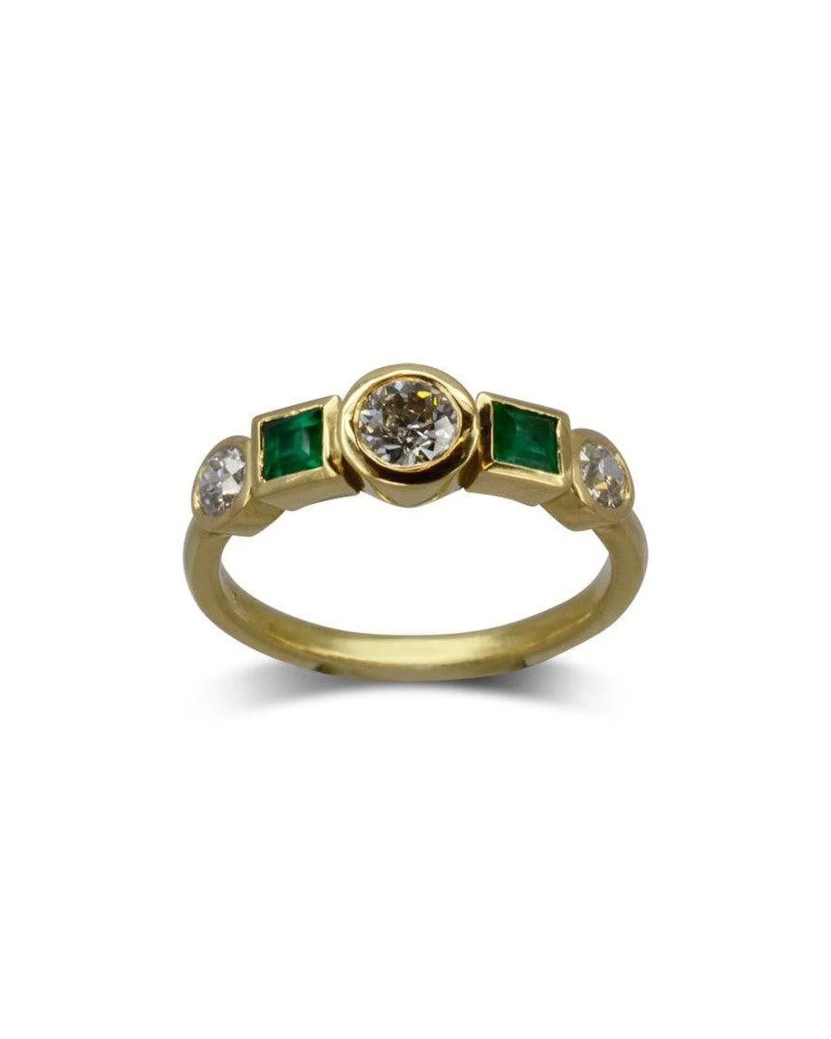 Yellow Gold Emerald Diamond Ring Ring Pruden and Smith