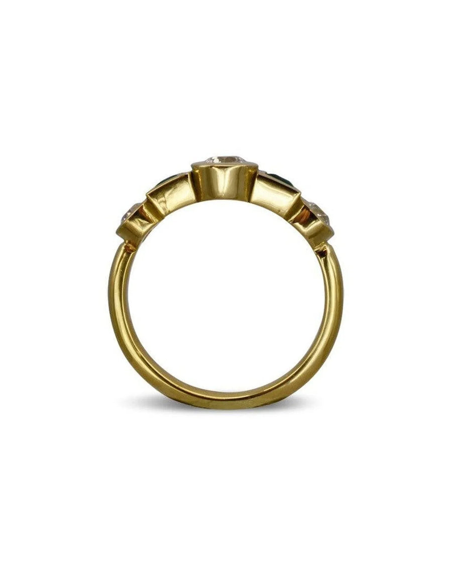 Yellow Gold Emerald Diamond Ring Ring Pruden and Smith