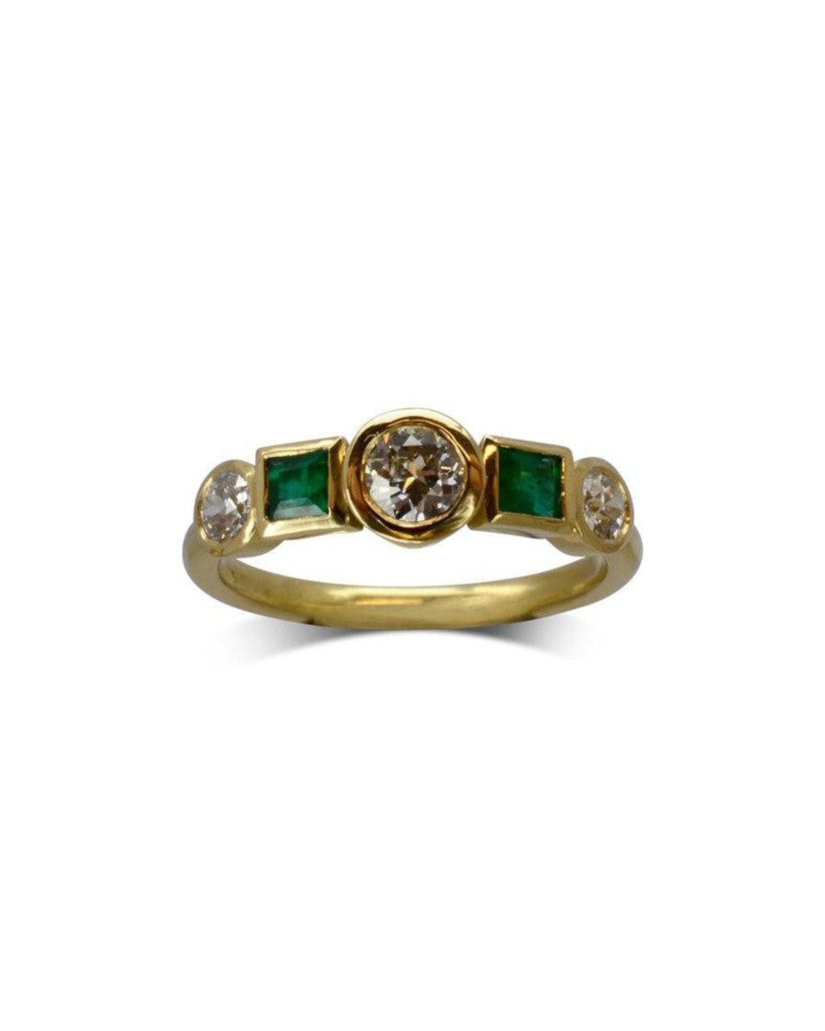 Yellow Gold Emerald Diamond Ring Ring Pruden and Smith