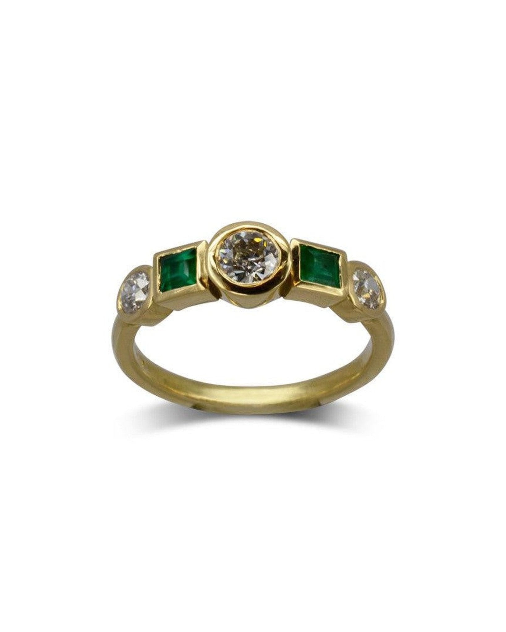 Yellow Gold Emerald Diamond Ring Ring Pruden and Smith