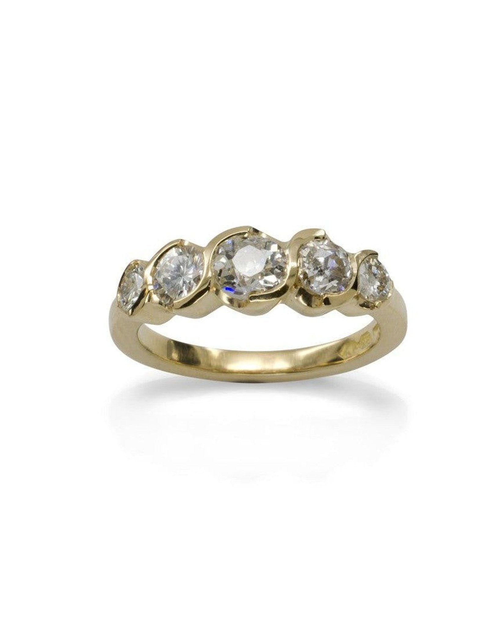Yellow Gold Five Diamond Ring Ring Pruden and Smith