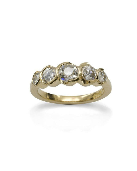 Yellow Gold Five Diamond Ring Ring Pruden and Smith