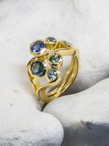 Cluster yellow gold ring