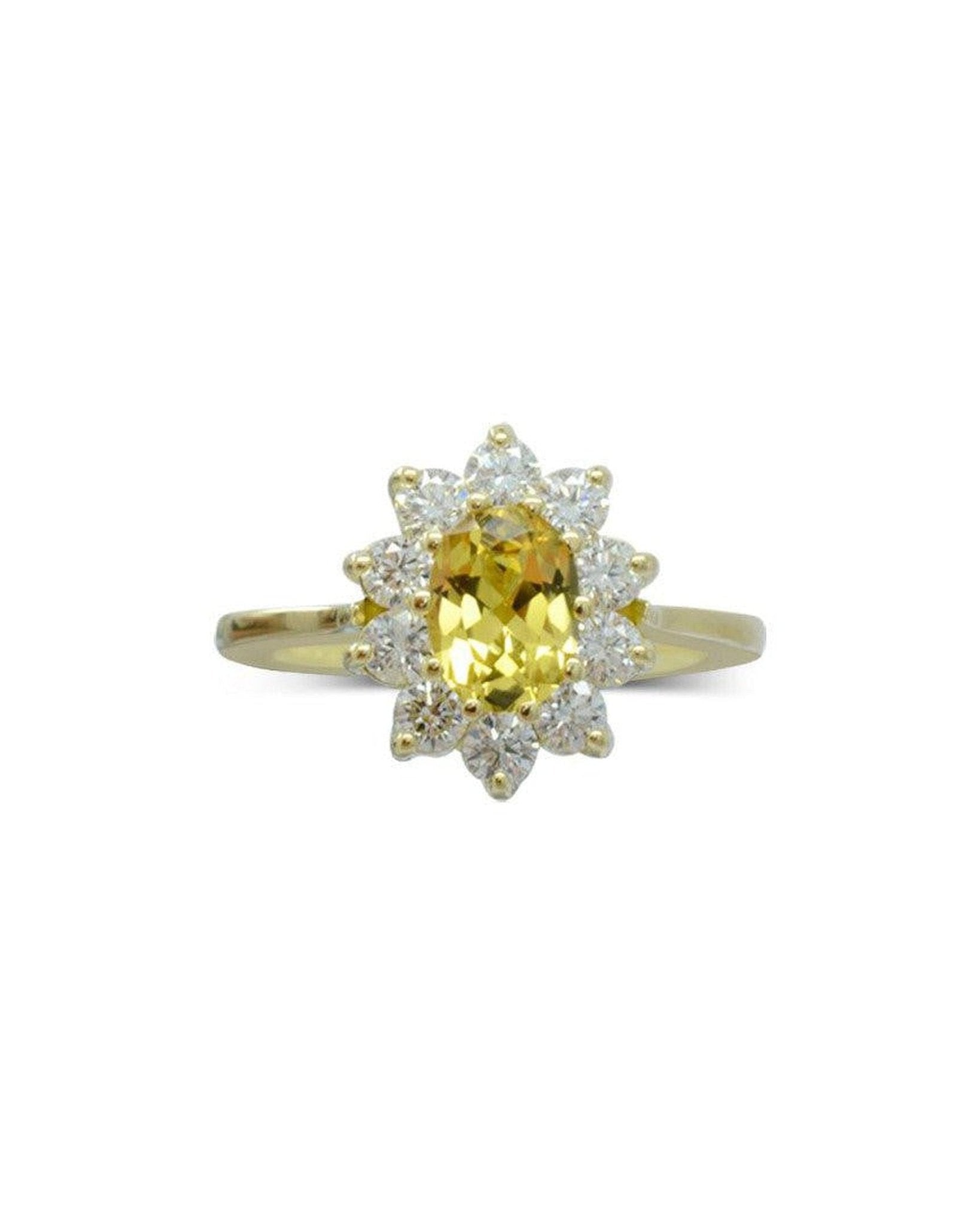 Yellow Sapphire Diamond Vintage Cluster Ring Ring Pruden and Smith Default Title