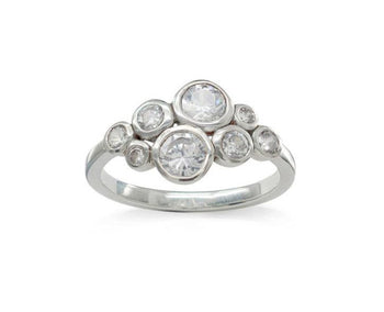 Water Bubbles Diamond Platinum Cluster Ring (Fitted Band Optional) Ring Pruden and Smith   