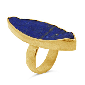 40mm Marquise Rough Lapis Lazuli Ring Ring Pruden and Smith   