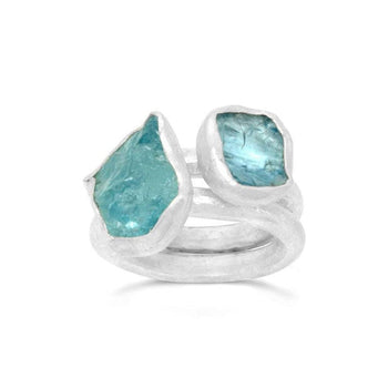 Aquamarine Rough Cut Stacking Rings Ring Pruden and Smith Default Title  