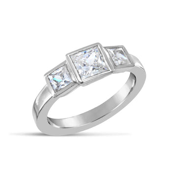 Princess Cut Diamond Platinum Trilogy Ring Ring Pruden and Smith   