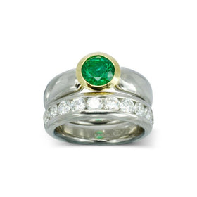 Emerald Two Tone Engagement Ring Ring Pruden and Smith   