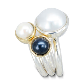 Giant Pearl Stacking Rings Ring Pruden and Smith   