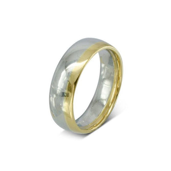 Two Tone Gold Court Shaped Wedding Band Ring Pruden and Smith   