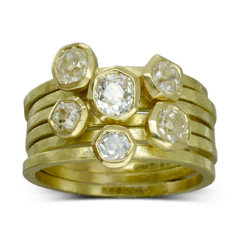 Old Cut Diamond Carved Stacking Ring Ring Pruden and Smith   