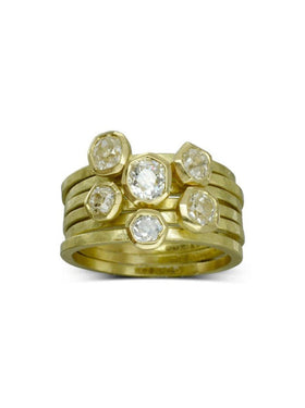 Old Cut Diamond Carved Stacking Ring Ring Pruden and Smith   