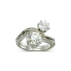 Platinum Diamond Ring with Offset Wave Ring Pruden and Smith   