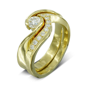 Flat Twist 18ct Yellow Gold Diamond Engagement Ring Pruden and Smith   
