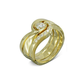 Flat Twist 18ct Yellow Gold Diamond Engagement Ring Pruden and Smith   