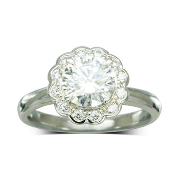 Scalloped Diamond Cluster Engagement Ring Ring Pruden and Smith   