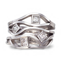 1ct Princess Cut Diamond Platinum Wave Ring by Pruden and Smith | 1ct-Princess-Cut-Diamond-Platinum-Wave-Ring-1.jpg