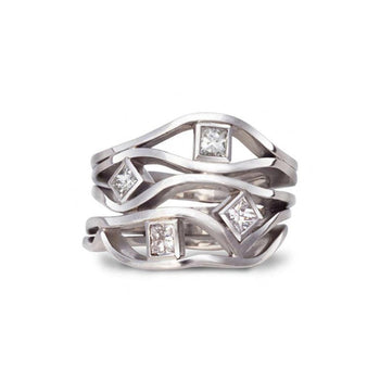 Wave 1ct Princess Cut Diamond Platinum Ring Ring Pruden and Smith Default Title  