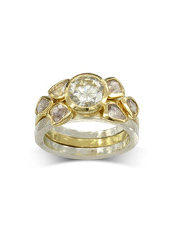 Two Tone Round Brilliant and Rough Diamond Stacking Ring Set Ring Pruden and Smith Default Title  