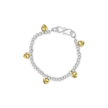 Nugget Silver and Gold Heart Charm Bracelet Bracelet Pruden and Smith Silver and 9ct Yellow Gold  