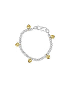 Nugget Silver and Gold Heart Charm Bracelet Bracelet Pruden and Smith Silver and 9ct Yellow Gold  