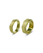 Side Hammered Textured Gold Wedding Band Set Ring Pruden and Smith   