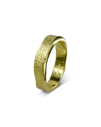 Side Hammered Textured Yellow Gold Court Wedding Ring (5mm) Ring Pruden and Smith   