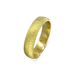 Textured Court Yellow Gold Wedding Band (5mm) Ring Pruden and Smith   
