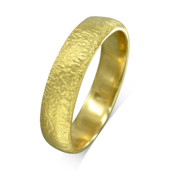 Textured Court Yellow Gold Wedding Band (5mm) Ring Pruden and Smith   
