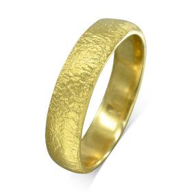 Court Shaped Textured Gold Wedding Band Set Ring Pruden and Smith   