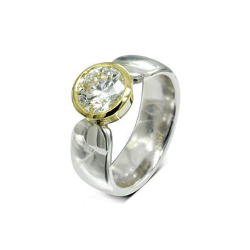 Solitaire Diamond Two Tone Engagement Ring Ring Pruden and Smith   
