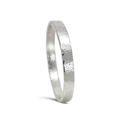 Hammered Heavy Rectangular Solid Silver Bangle Bangle Pruden and Smith Small (60mmID)  