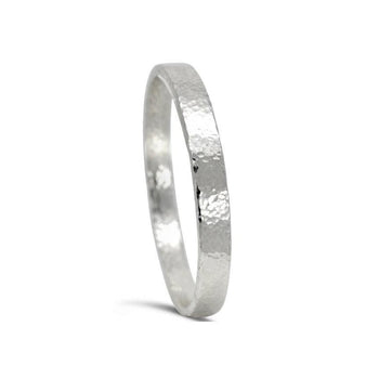 Hammered Heavy Rectangular Solid Silver Bangle Bangle Pruden and Smith Small (60mmID)  