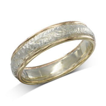 Textured Two Colour Wedding Band Ring Pruden and Smith   