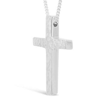 Hammered Solid Silver Cross Pendant Pruden and Smith   