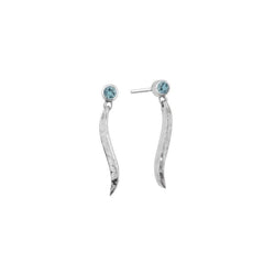 Forged Silver and Gemstone Drop Earrings Earring Pruden and Smith Sky Blue Topaz (Pale Blue)  
