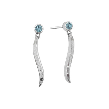 Forged Silver and Gemstone Drop Earrings Earring Pruden and Smith Sky Blue Topaz (Pale Blue)  