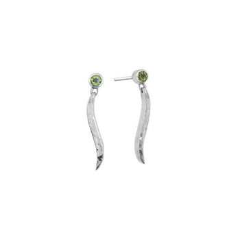 Forged Silver and Gemstone Drop Earrings Earring Pruden and Smith Peridot (Lime Green)  