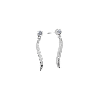Forged Diamond and Silver Drop Earrings Earring Pruden and Smith   