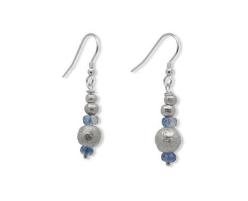 Nugget Silver and Gemstone Drop Earrings Earring Pruden and Smith   