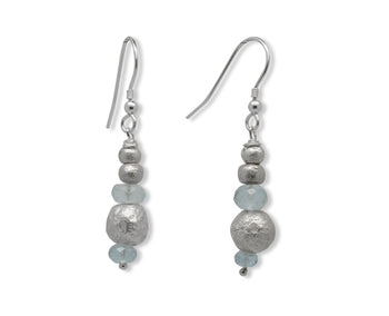Nugget Silver and Gemstone Drop Earrings Earring Pruden and Smith Sky Blue Topaz (Pale Blue)  