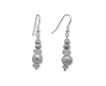 Nugget Silver and Gemstone Drop Earrings Earring Pruden and Smith Sky Blue Topaz (Pale Blue)  