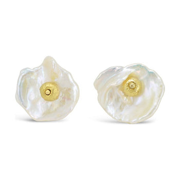 Nugget Keshi Pearl and Gold Nugget Stud Earrings Earring Pruden and Smith   