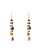 Amethyst and Onyx Beaded Silver Tassel Drop Earrings Earring Pruden and Smith   